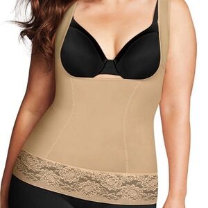 NWT Maidenform open bust torsette beige lace trim shapewear plus size 1X